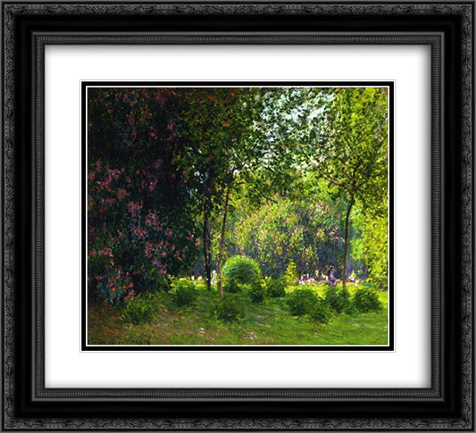 Park Monceau 2 22x20 Black Ornate Wood Framed Art Print Poster with Double Matting by Monet, Claude