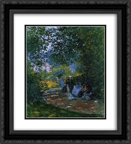 Park Monceau 3 20x22 Black Ornate Wood Framed Art Print Poster with Double Matting by Monet, Claude