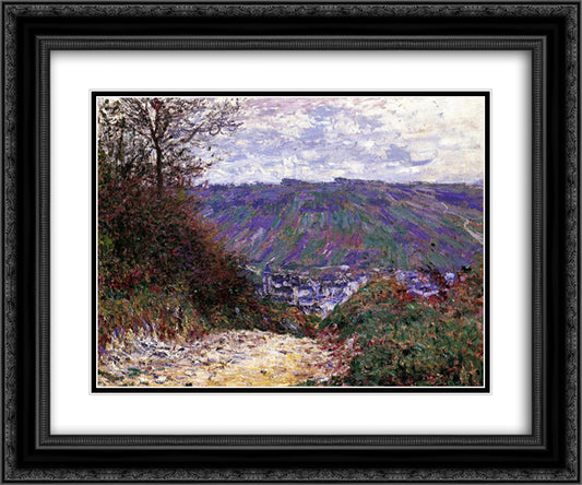 Path at Giverny 24x20 Black Ornate Wood Framed Art Print Poster with Double Matting by Monet, Claude