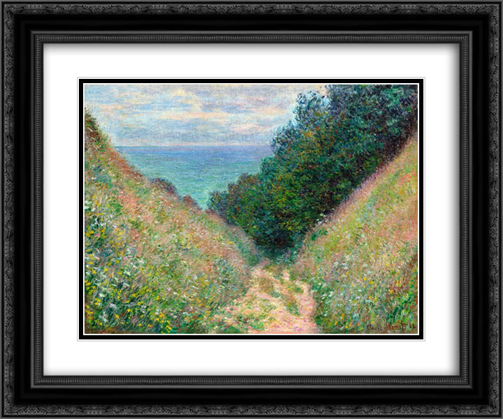 Path at La Cavee, Pourville 24x20 Black Ornate Wood Framed Art Print Poster with Double Matting by Monet, Claude