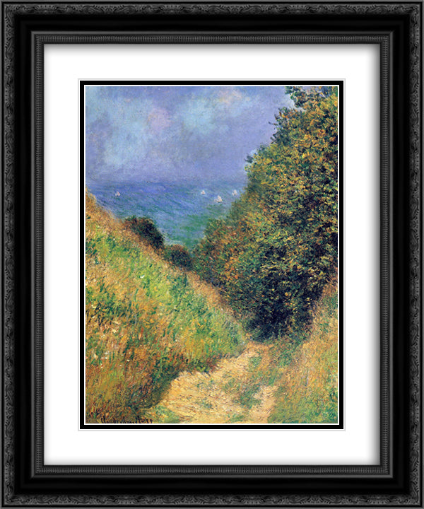 Path at Pourville 02 20x24 Black Ornate Wood Framed Art Print Poster with Double Matting by Monet, Claude