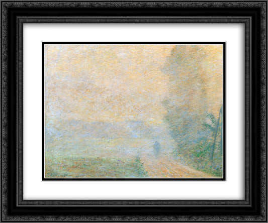 Path in the Fog 24x20 Black Ornate Wood Framed Art Print Poster with Double Matting by Monet, Claude