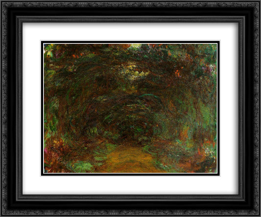 Path under the Rose Trellises, Giverny 24x20 Black Ornate Wood Framed Art Print Poster with Double Matting by Monet, Claude