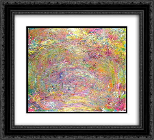 Path under the Rose Trellises 22x20 Black Ornate Wood Framed Art Print Poster with Double Matting by Monet, Claude