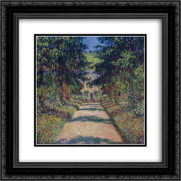 Pathway in Monet's Garden at Giverny 20x20 Black Ornate Wood Framed Art Print Poster with Double Matting by Monet, Claude