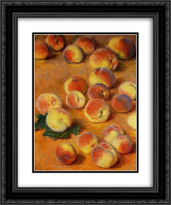 Peaches 20x24 Black Ornate Wood Framed Art Print Poster with Double Matting by Monet, Claude