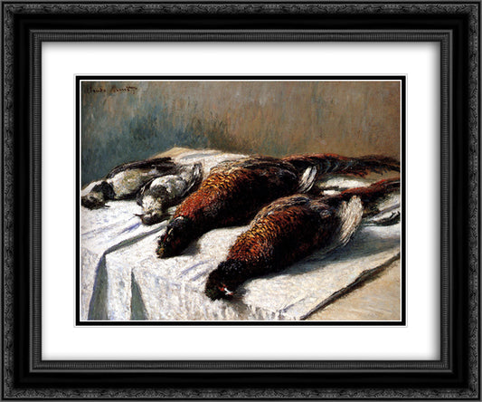 Pheasants And Plovers 24x20 Black Ornate Wood Framed Art Print Poster with Double Matting by Monet, Claude