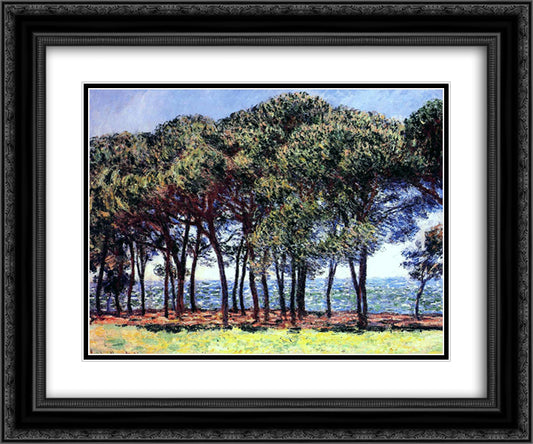 Pine Trees, Cap d'Antibes 24x20 Black Ornate Wood Framed Art Print Poster with Double Matting by Monet, Claude