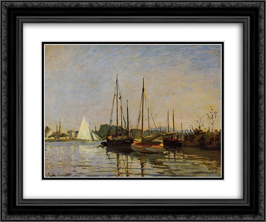 Pleasure Boats, Argenteuil, c.1872-3 (oil on canvas) 24x20 Black Ornate Wood Framed Art Print Poster with Double Matting by Monet, Claude