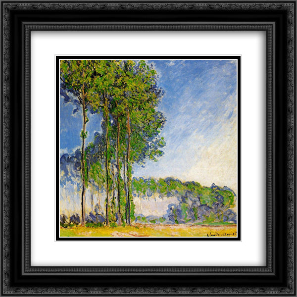 Poplars, View from the Marsh 20x20 Black Ornate Wood Framed Art Print Poster with Double Matting by Monet, Claude