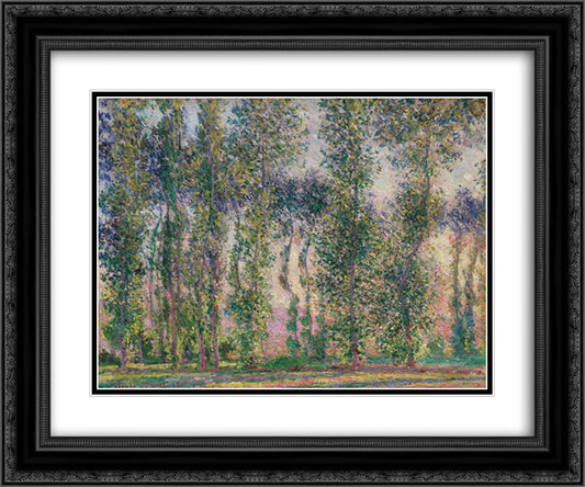 Poplars at Giverny 24x20 Black Ornate Wood Framed Art Print Poster with Double Matting by Monet, Claude