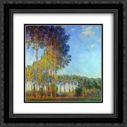 Poplars on the Banks of the River Epte, Seen from the Marsh 20x20 Black Ornate Wood Framed Art Print Poster with Double Matting by Monet, Claude