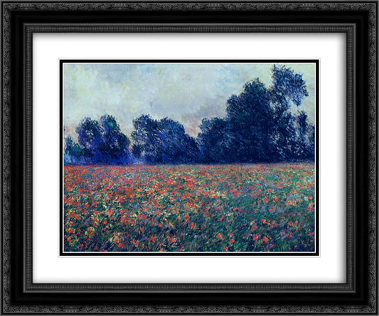 Poppies at Giverny 24x20 Black Ornate Wood Framed Art Print Poster with Double Matting by Monet, Claude