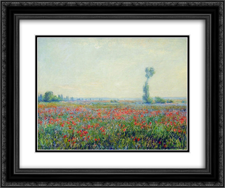 Poppy Field 24x20 Black Ornate Wood Framed Art Print Poster with Double Matting by Monet, Claude
