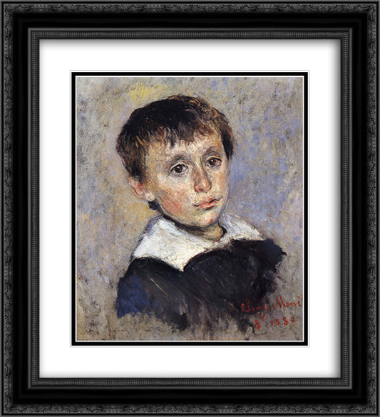 Portrait of Jean Monet 20x22 Black Ornate Wood Framed Art Print Poster with Double Matting by Monet, Claude