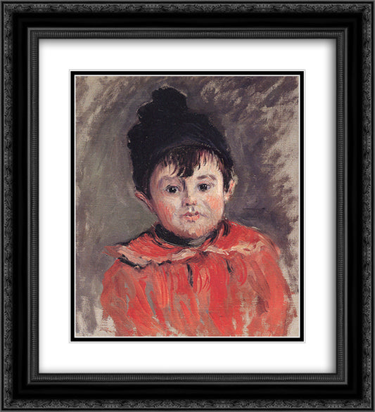 Portrait of Michael with Hat and Pom Pom 20x22 Black Ornate Wood Framed Art Print Poster with Double Matting by Monet, Claude