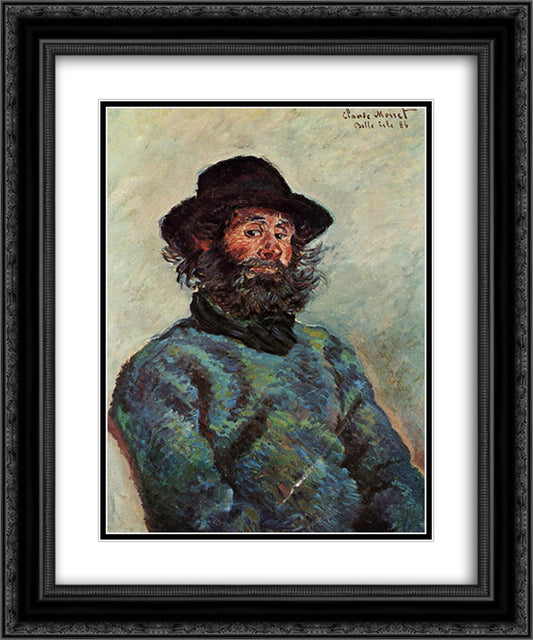 Portrait of Poly, fisherman at Kervillaouen 20x24 Black Ornate Wood Framed Art Print Poster with Double Matting by Monet, Claude