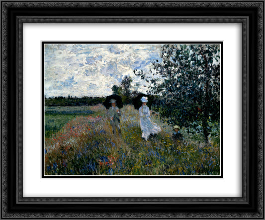 Promenade near Argenteuil 24x20 Black Ornate Wood Framed Art Print Poster with Double Matting by Monet, Claude