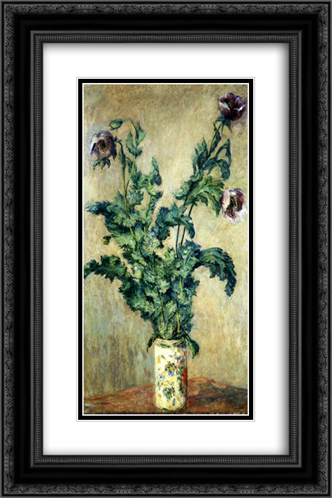 Purple Poppies 16x24 Black Ornate Wood Framed Art Print Poster with Double Matting by Monet, Claude