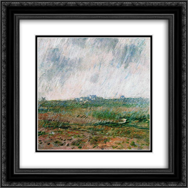 Rain in Belle-Ile 20x20 Black Ornate Wood Framed Art Print Poster with Double Matting by Monet, Claude