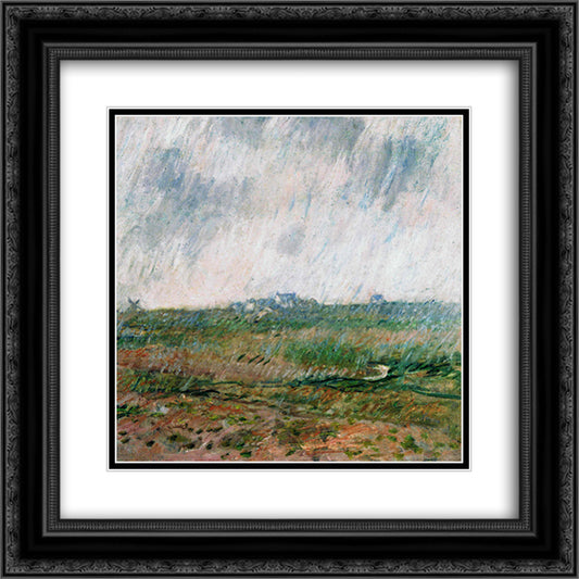 Rain in Belle-Ile 20x20 Black Ornate Wood Framed Art Print Poster with Double Matting by Monet, Claude