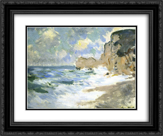Receding Waves 24x20 Black Ornate Wood Framed Art Print Poster with Double Matting by Monet, Claude