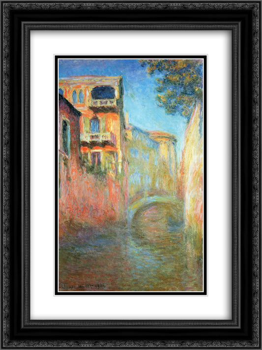Rio della Salute 03 18x24 Black Ornate Wood Framed Art Print Poster with Double Matting by Monet, Claude