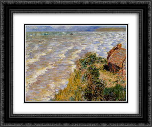 Rising Tide at Pourville 24x20 Black Ornate Wood Framed Art Print Poster with Double Matting by Monet, Claude