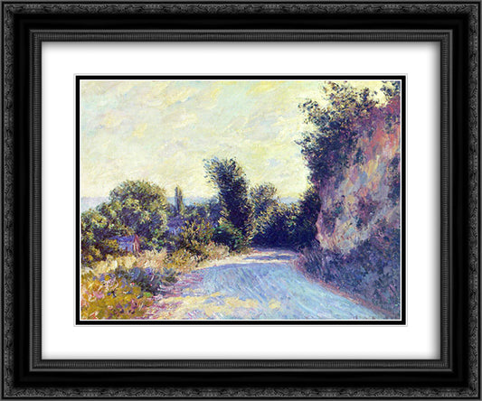 Road near Giverny 02 24x20 Black Ornate Wood Framed Art Print Poster with Double Matting by Monet, Claude