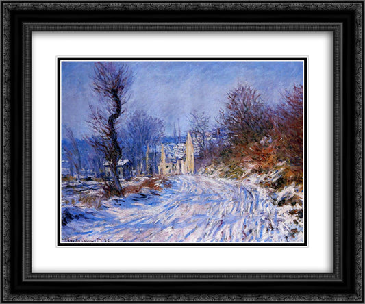 Road to Giverny in Winter 24x20 Black Ornate Wood Framed Art Print Poster with Double Matting by Monet, Claude