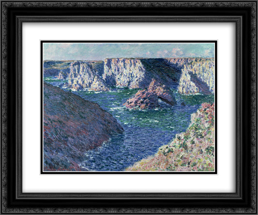 Rocks at Belle-Ile 24x20 Black Ornate Wood Framed Art Print Poster with Double Matting by Monet, Claude