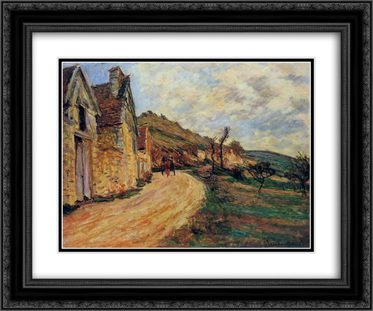 Rocks at Falaise near Giverny 24x20 Black Ornate Wood Framed Art Print Poster with Double Matting by Monet, Claude