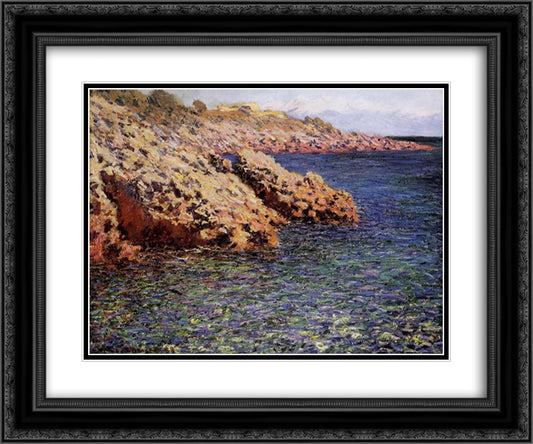 Rocks on the Mediterranean Coast 24x20 Black Ornate Wood Framed Art Print Poster with Double Matting by Monet, Claude