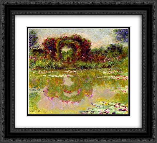 Rose Arches at Giverny 22x20 Black Ornate Wood Framed Art Print Poster with Double Matting by Monet, Claude