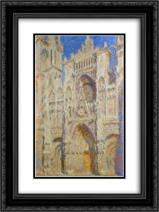 Rouen Cathedral, Portal in the Sun 18x24 Black Ornate Wood Framed Art Print Poster with Double Matting by Monet, Claude