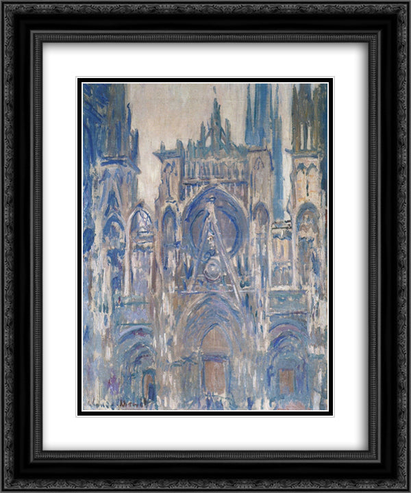 Rouen Cathedral, Study of the Portal 20x24 Black Ornate Wood Framed Art Print Poster with Double Matting by Monet, Claude