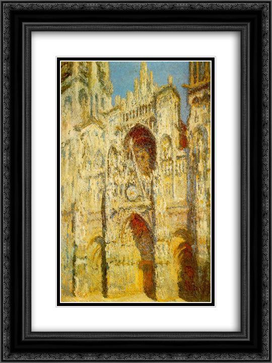 Rouen Cathedral, The Gate and The Tower 18x24 Black Ornate Wood Framed Art Print Poster with Double Matting by Monet, Claude