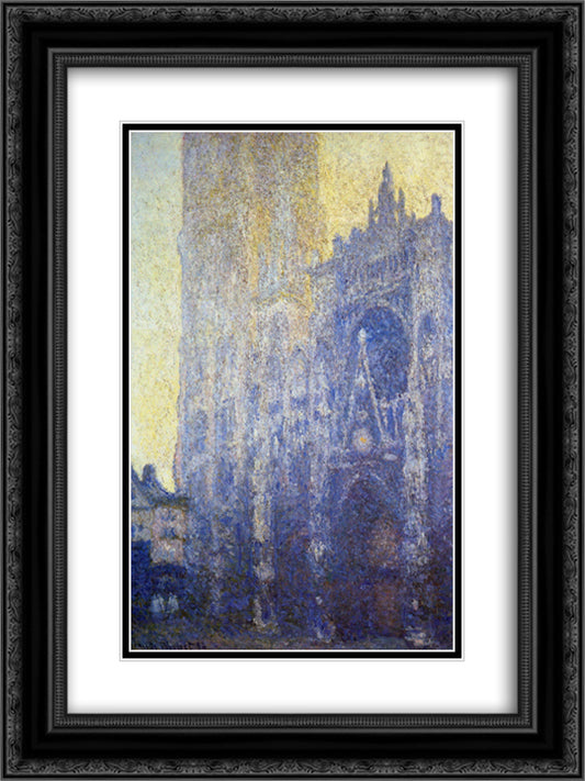 Rouen Cathedral, the Portal, Morning Effect 18x24 Black Ornate Wood Framed Art Print Poster with Double Matting by Monet, Claude