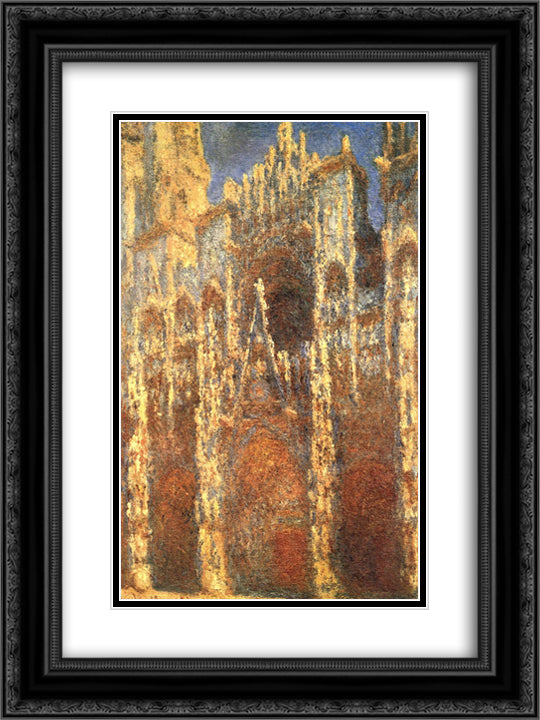 Rouen Cathedral, the Portal 18x24 Black Ornate Wood Framed Art Print Poster with Double Matting by Monet, Claude