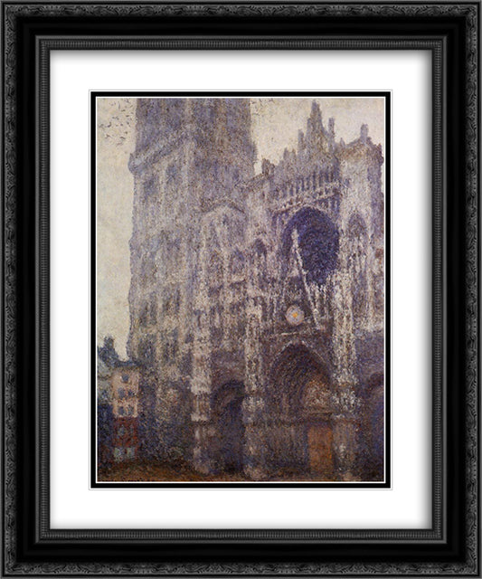 Rouen Cathedral, The Portal and the Tour d'Albene, Grey Weather 20x24 Black Ornate Wood Framed Art Print Poster with Double Matting by Monet, Claude