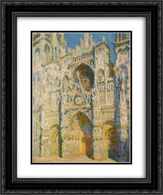 Rouen Cathedral, the Portal and the Tower d`Allban on the Sun 20x24 Black Ornate Wood Framed Art Print Poster with Double Matting by Monet, Claude