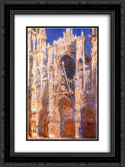 Rouen Cathedral, the Portal in the Sun 18x24 Black Ornate Wood Framed Art Print Poster with Double Matting by Monet, Claude
