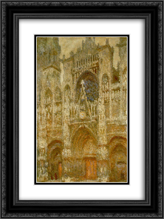Rouen Cathedral,The Gate, Grey Weather 18x24 Black Ornate Wood Framed Art Print Poster with Double Matting by Monet, Claude