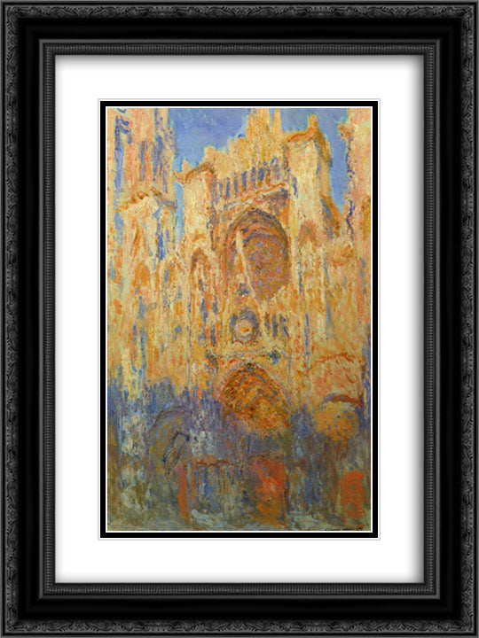 Rouen Cathedral 18x24 Black Ornate Wood Framed Art Print Poster with Double Matting by Monet, Claude