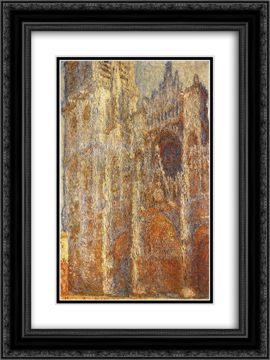 Rouen Cathedral at Noon 18x24 Black Ornate Wood Framed Art Print Poster with Double Matting by Monet, Claude