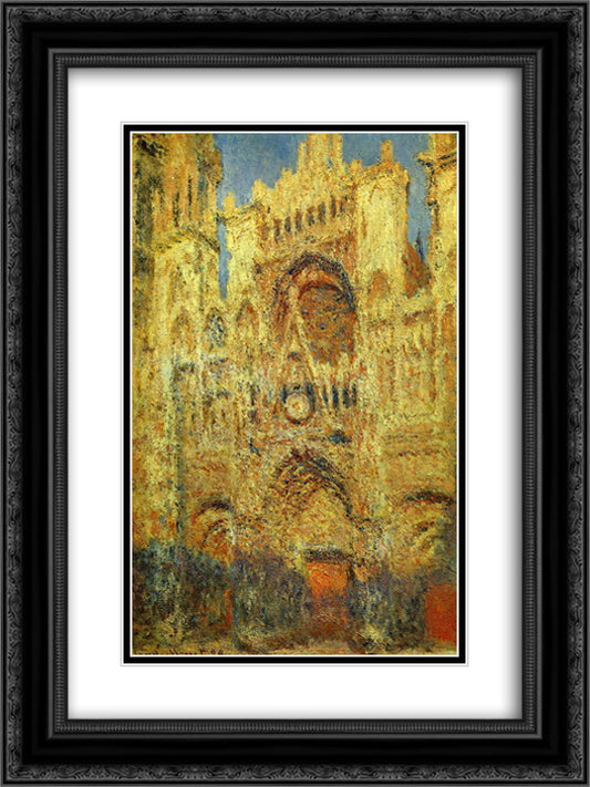 Rouen Cathedral at Sunset 18x24 Black Ornate Wood Framed Art Print Poster with Double Matting by Monet, Claude