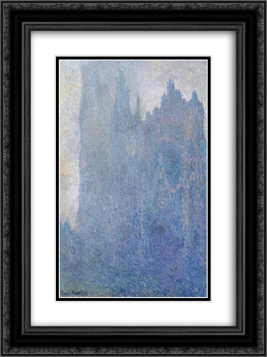 Rouen Cathedral in the Fog 18x24 Black Ornate Wood Framed Art Print Poster with Double Matting by Monet, Claude