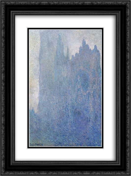 Rouen Cathedral in the Fog 18x24 Black Ornate Wood Framed Art Print Poster with Double Matting by Monet, Claude