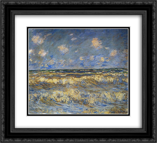 Rough Sea 22x20 Black Ornate Wood Framed Art Print Poster with Double Matting by Monet, Claude