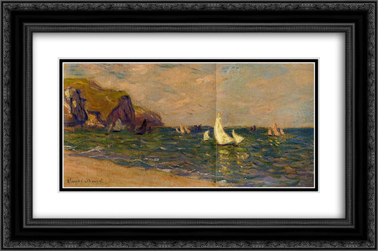 Sailboats at Sea, Pourville 24x16 Black Ornate Wood Framed Art Print Poster with Double Matting by Monet, Claude